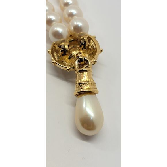 Vintage RICHELIEU Single Strand Faux Pearl Necklace w/Teardrop Estate‎ Find - Picture 4 of 11